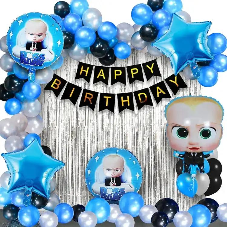 Picture of Happy Birthday Complete Banner and Balloon Full Set - Blue