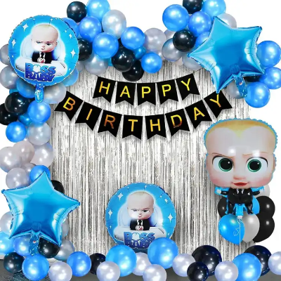 Picture of Happy Birthday Complete Banner and Balloon Full Set - Blue