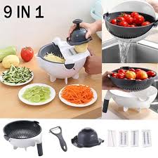 Picture of Magic Rotate Vegetable Cutter With Drain Basket Multi-Functional Kitchen Veggie Fruit Shredder Grater Slicer