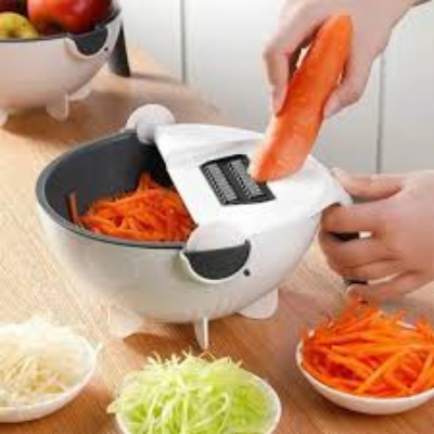 Picture of Magic Rotate Vegetable Cutter With Drain Basket Multi-Functional Kitchen Veggie Fruit Shredder Grater Slicer