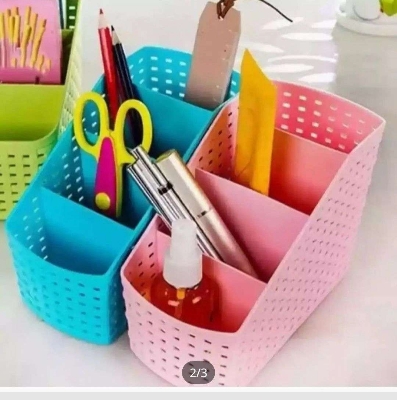 Picture of 4 Grids Multicolor Desktop Pen and Toothbrush Storage Organizers Box Case - (1pcs)