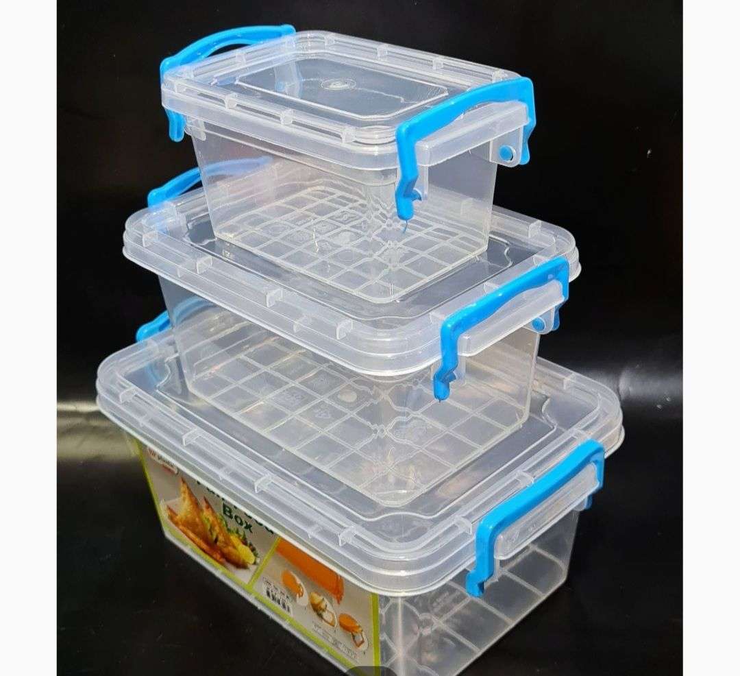 Picture of Product details of Plastic Fair Food Storage Box Container With Lid - 3pcs Set