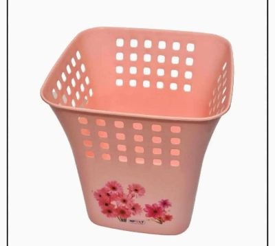 Picture of N-Poly Printed Paper Basket For Home Or Office - Pink/White/Sky Blue