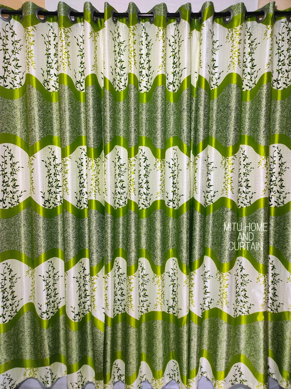 Buy Curtain Porda Synthetic curtains Indian porda window protector 45*80 inch standard size Green and white art 4 kuchi curtain at Best Price In Bangladesh