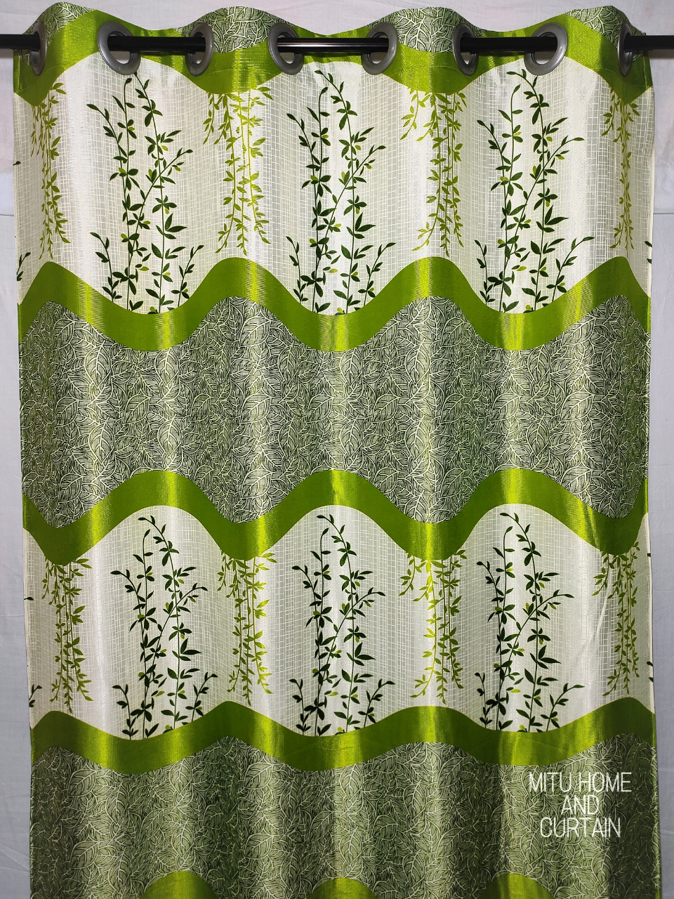 Buy Curtain Porda Synthetic curtains Indian porda window protector 45*80 inch standard size Green and white art 4 kuchi curtain at Best Price In Bangladesh