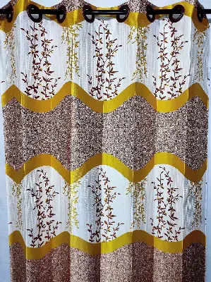 Buy Curtain Porda Synthetic curtains Indian porda window protector 45*80 inch standard size Yellow and white art 4 kuchi curtain at Best Price In Bangladesh
