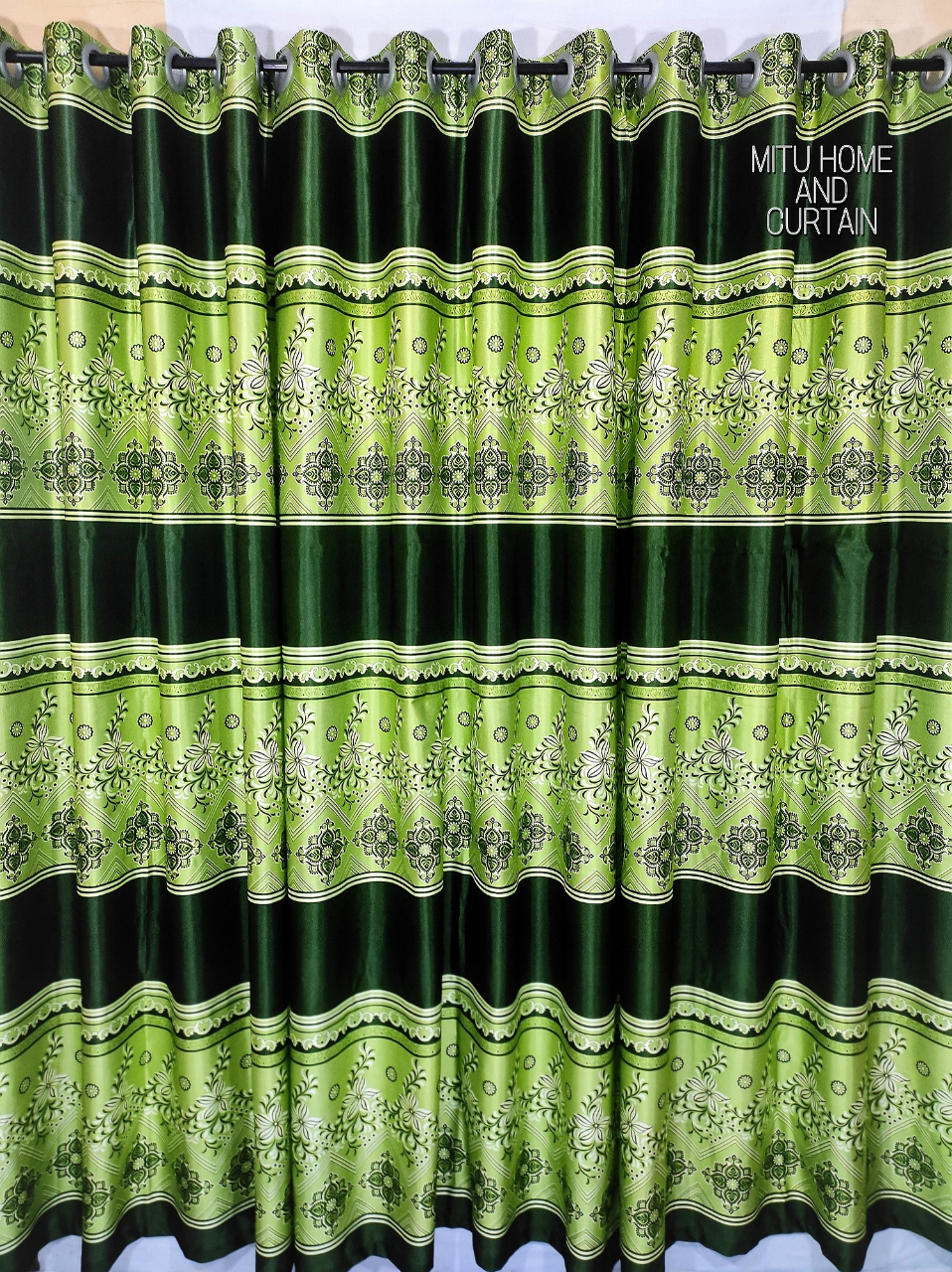 Buy Curtain Porda Synthetic curtains Indian porda window protector 45*80 inch standard size Green Grap art 4 kuchi curtain at Best Price In Bangladesh