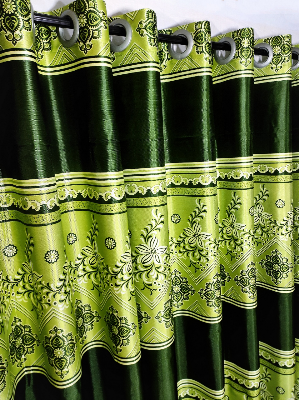 Buy Curtain Porda Synthetic curtains Indian porda window protector 45*80 inch standard size Green Grap art 4 kuchi curtain at Best Price In Bangladesh