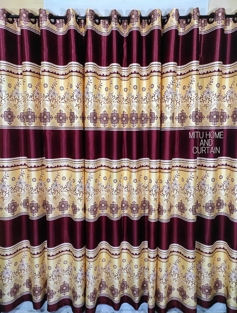 Buy Curtain Porda Synthetic curtains Indian porda window protector 45*80 inch standard size Marron garap  art 4 kuchi curtain at Best Price In Bangladesh