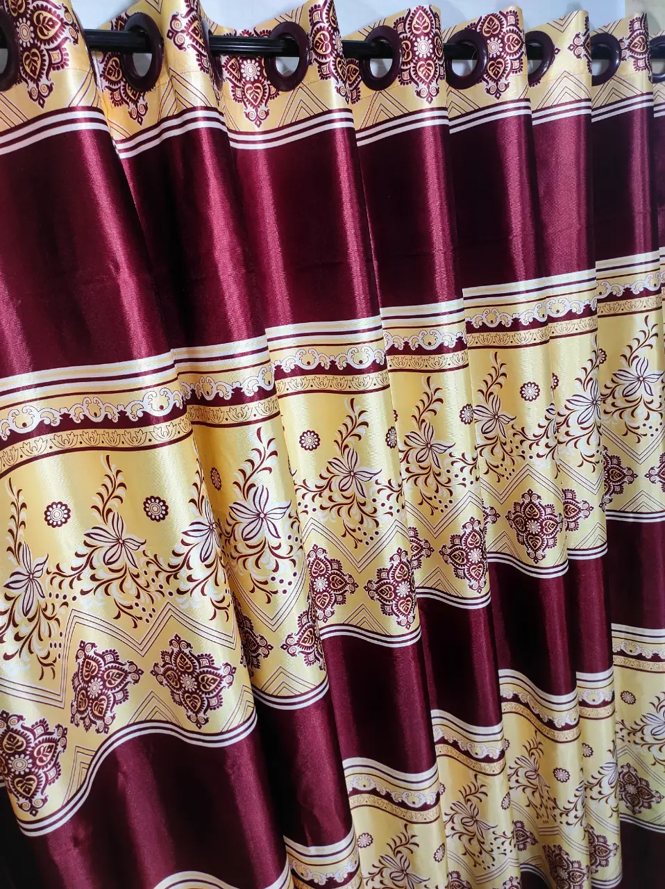 Buy Curtain Porda Synthetic curtains Indian porda window protector 45*80 inch standard size Marron garap  art 4 kuchi curtain at Best Price In Bangladesh