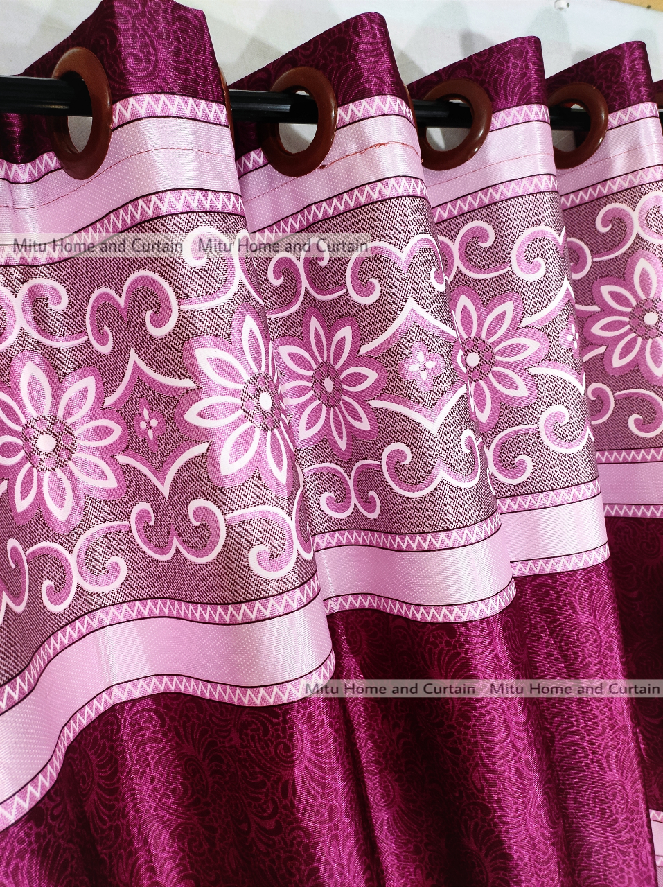 Buy Curtain Porda Synthetic curtains Indian porda window protector 45*80 inch standard size Magenta noksi art 4 kuchi curtain at Best Price In Bangladesh