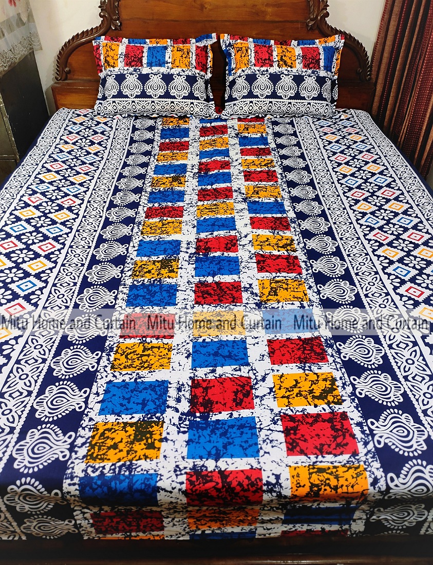 Buy King Size Bed Sheet Set with Pillow Cover Chador set 7.5×8.25 feet Full Cotton Fabric in Red, Blue, Pink, Green - Reliable and Durable Bedding Online at Best Price In Bangladesh