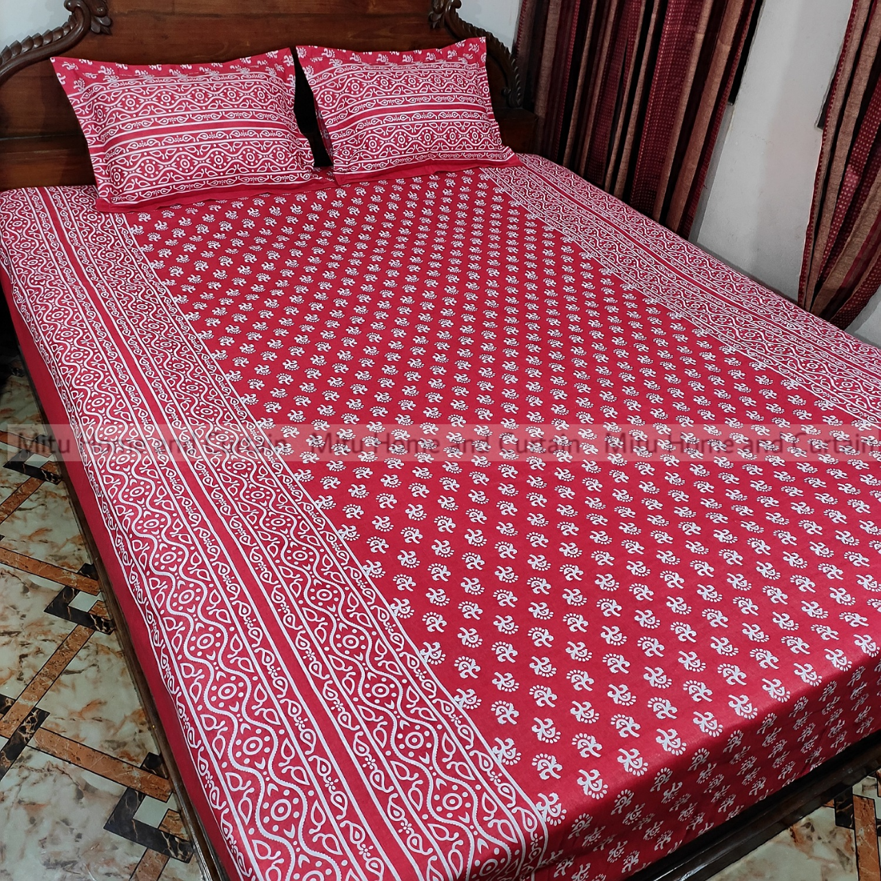 Buy King Size Bed Sheet Set with Pillow Cover Chador set 7.5×8.25 feet Full Cotton Fabric in Red, Blue, Pink, Green - Reliable and Durable Bedding Online at Best Price In Bangladesh