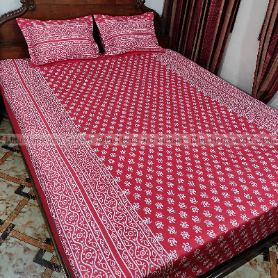 Buy King Size Bed Sheet Set with Pillow Cover Chador set 7.5×8.25 feet Full Cotton Fabric in Red, Blue, Pink, Green - Reliable and Durable Bedding Online at Best Price In Bangladesh