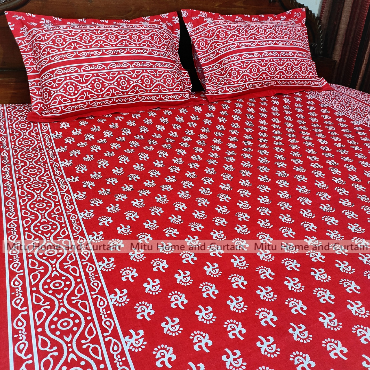 Buy King Size Bed Sheet Set with Pillow Cover Chador set 7.5×8.25 feet Full Cotton Fabric in Red, Blue, Pink, Green - Reliable and Durable Bedding Online at Best Price In Bangladesh