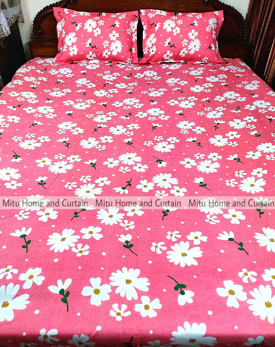 Buy King Size Bed Sheet Set with Pillow Cover Chador set 7.5×8.25 feet Full Cotton Fabric in Red, Blue, Pink, Green - Reliable and Durable Bedding Online at Best Price In Bangladesh
