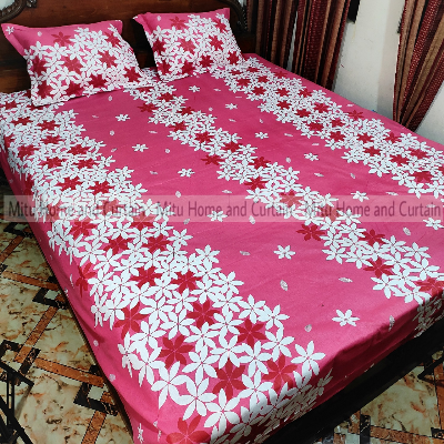 Buy King Size Bed Sheet Set with Pillow Cover Chador set 7.5×8.25 feet Full Cotton Fabric in Red, Blue, Pink, Green - Reliable and Durable Bedding Online at Best Price In Bangladesh