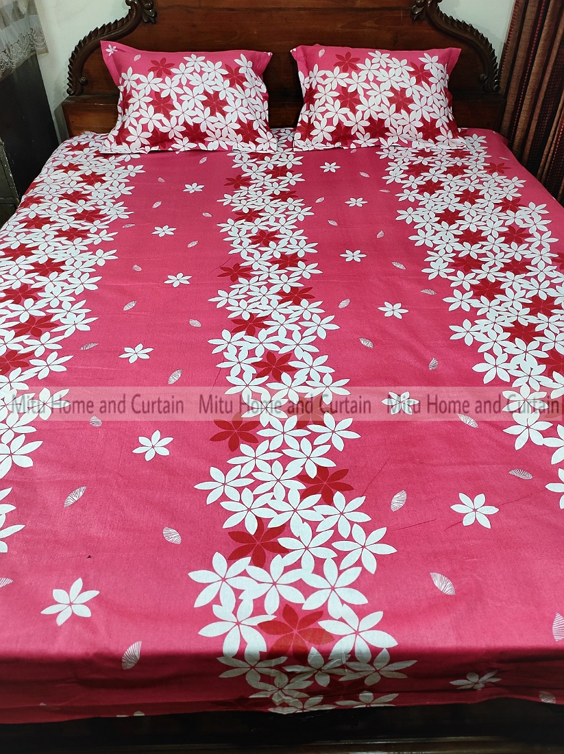 Buy King Size Bed Sheet Set with Pillow Cover Chador set 7.5×8.25 feet Full Cotton Fabric in Red, Blue, Pink, Green - Reliable and Durable Bedding Online at Best Price In Bangladesh