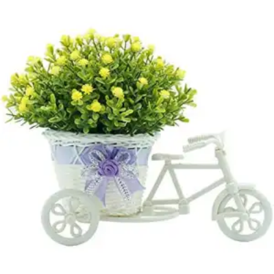 Picture of ফুলের ঝুড়ি হোম অফিস ডেস্ক সজ্জা সহ ট্রাইসাইকেল রিকশা ফুলদানি - artificial flower