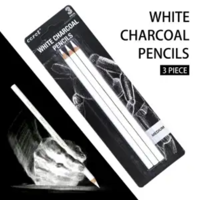 Picture of Keep Smiling White Charcoal Pencil for Sketching, Drawing and Other Artistic Work - 3 Pcs