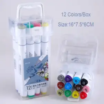 Picture of 12/24/36/48/60 Colors Markers Pen Permanent Double Tips Graphic Skewing Drawing Liner Artist Dual Headed Alcohol Maker Pens