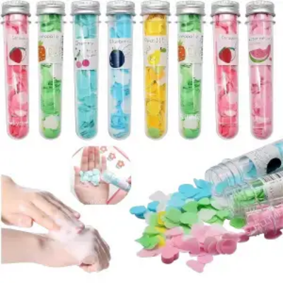 Picture of Travel Soft Paper Soap Flower Design Tube Shape Bottle (Pack of 1)