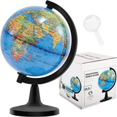 Picture of 10.6CM World Globe for Kids Learning, Educational Rotating World Map Globes Mini Size Decorative Earth Children Globe for Classroom Geography Teaching, Desk & Office Decoration