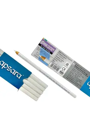 Picture of Apsara Glass Marking Pencils, Long-lasting Use, Made of Quality Wood Material, Resistant to Water & Fading, Smooth & Practical to Use, Easy for Marking- White (Pack of 1)