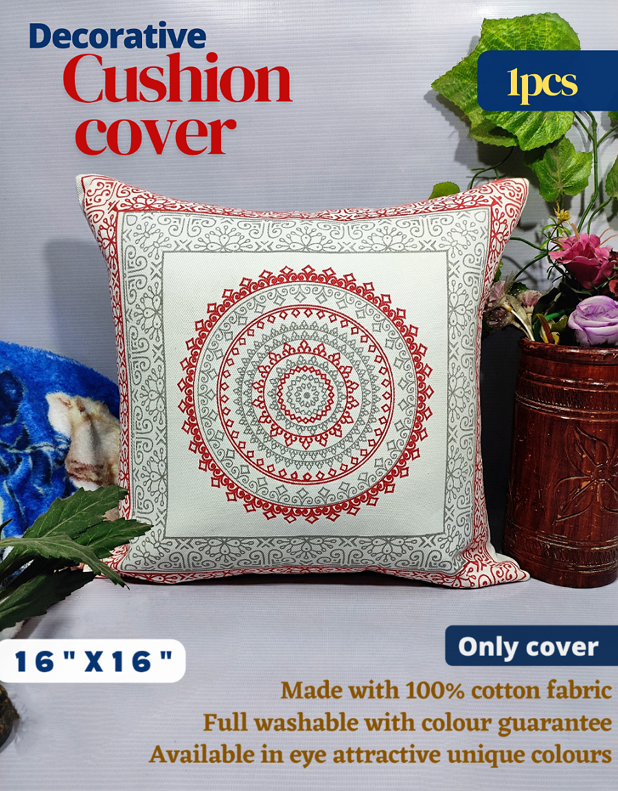 Buy Cushion Cover Full washable with Color Guarantee 100% cotton fabric and zipper facility Standard 16"X 16" size 1pcs Blue, Cream, White, Red, Brown Online in Bangladesh at Best Prices on Othoba.com