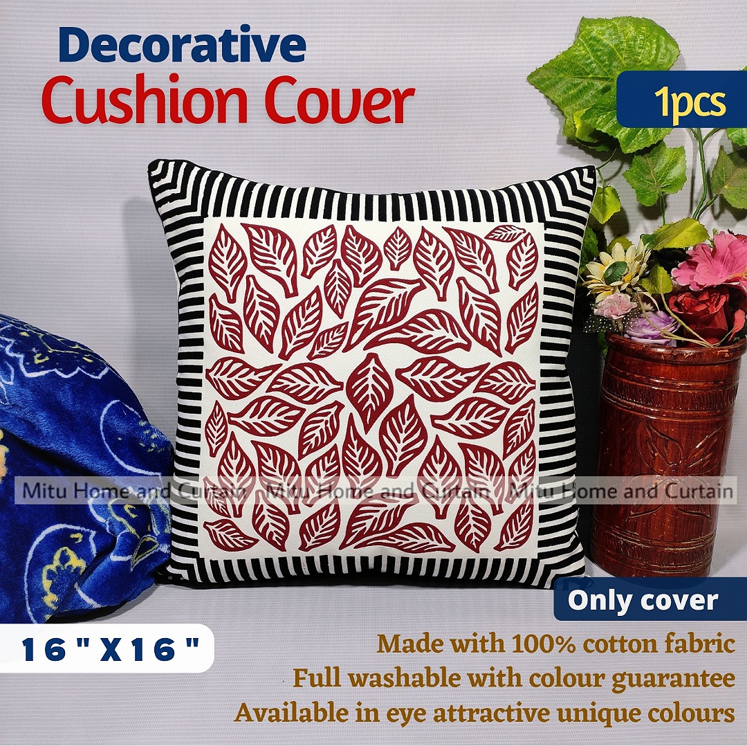 Buy Cushion Cover Full washable with Color Guarantee 100% cotton fabric and zipper facility Standard 16"X 16" size 1pcs Blue, Cream, White, Red, Brown Online in Bangladesh at Best Prices on Othoba.com