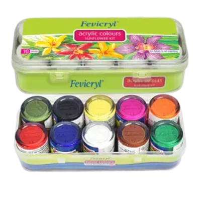 Buy acrylic-sunflower-kit-ready-to-use-and-requires-no-separate-medium-quick-dying-non-toxic-wash-proof-10-shades-color-colour at Best Prices in Bangladesh