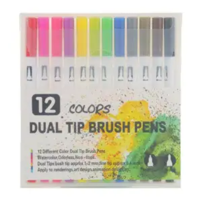 Buy 24-colors-marker-liner-drawing-watercolor-marker-pens-twin-head-brush-pen-painting at Best Prices in Bangladesh