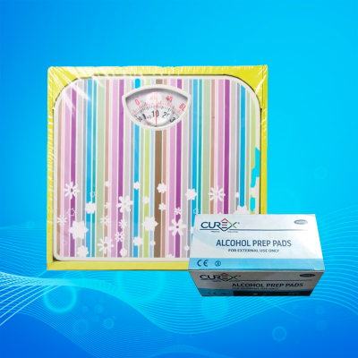 Picture of Camry Mechanical Personal Scale BR2017 ( (Max capacity 130KG/286.601LB), AlcoholSwab Pack of 100 Pieces Curex Combo Offer