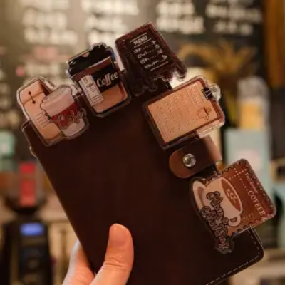 Picture of RHS Online 2PCS Vintage INS Acrylic Binder Clip Coffee Old Time Series Book Paper Clip Ticket Bill Clips Hand Ledger Clip