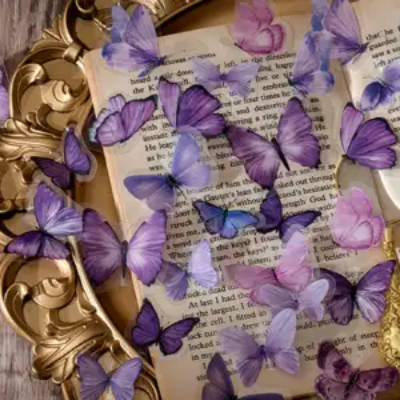 Picture of RHS Online 40PCS Aesthetic PET Sticker Set Vintage Butterfly Waterproof Stickers Journal Diary Scrapbooking Decoration