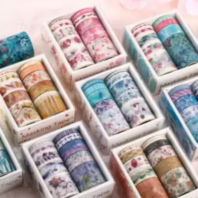 Picture of RHS Online 10 Rolls Washi Tape Decorative Masking Tapes Sticky Paper Tape for Journals DIY Crafts Gift Wrapping