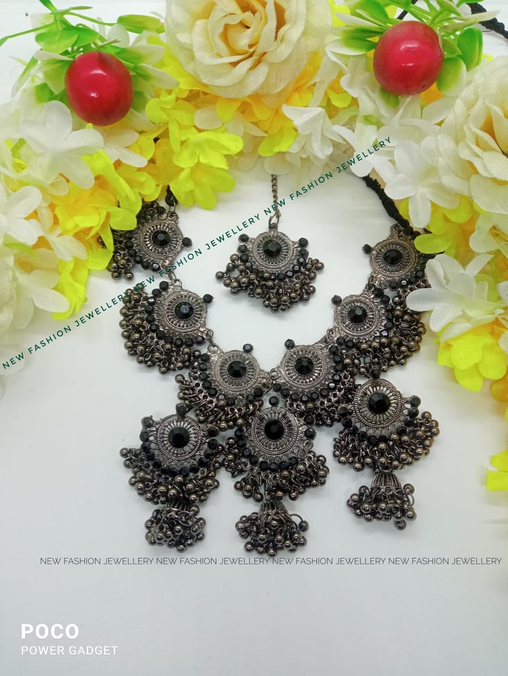 Picture of Treditional fashion wedding /party bridal Sita necklace Ear_rings&tikli jewellery set for women