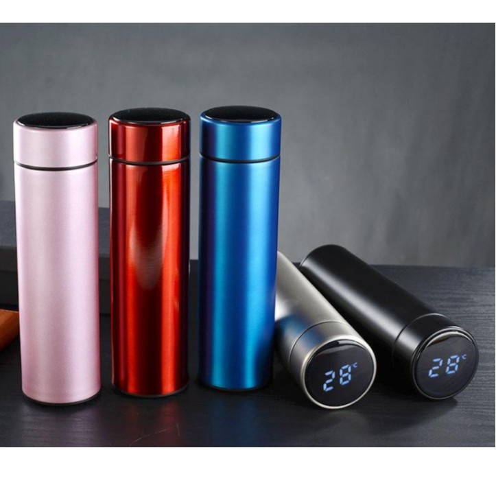 Picture of 500ml Thermos Stainless steel tumbler insulated water bottle cute coffee thermos cup LED Touch Display Temperature Vacuum Flasks Drinkware smart hot water bottle travel mug with extra battery gift