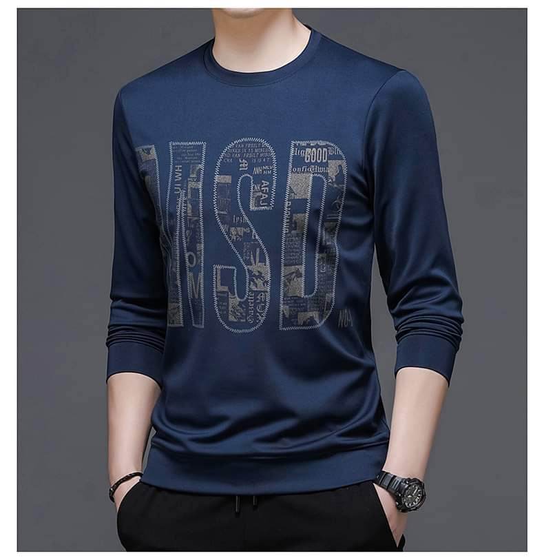 Picture of High Staylish Print full Sleeve Navy T-Shirt For Man