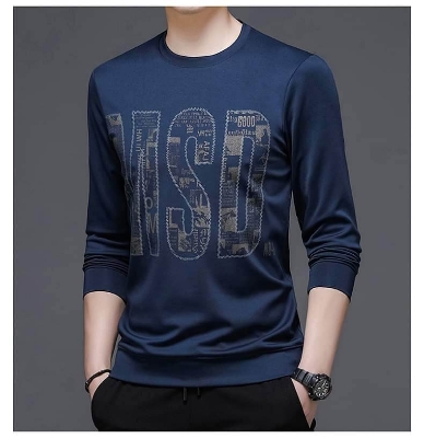 Picture of High Staylish Print full Sleeve Navy T-Shirt For Man