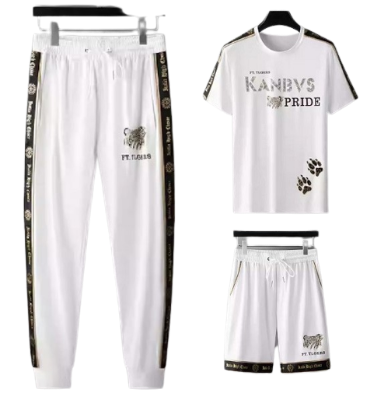 Picture of Stylist Printed Cotton Half Sleeve T-Shirt & half Pant & Full Pant ( Set )for Men