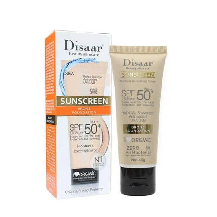DISAAR BEAUTY Sunscreen Foundation Face Cream Skin Protection Anti-Aging Oil Control  PA+++ SPF 50+ - 40g
