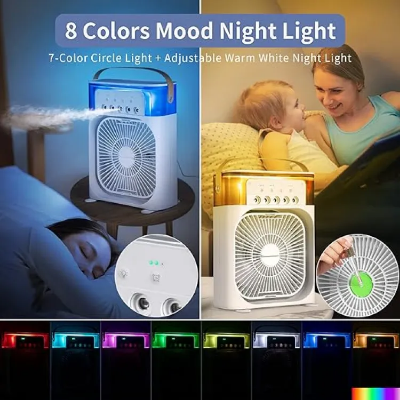 Buy Portable Fan SMILING SHARK Cooling Fan Mini Air Conditioner Evaporative Air Cooler Water Fan with 5 Sprays, 7 Colors LED Personal AC USB Desk Fan Best Office,Home Kitchen,Bedroom,Dorm,Outdoor Camping  Online in Bangladesh