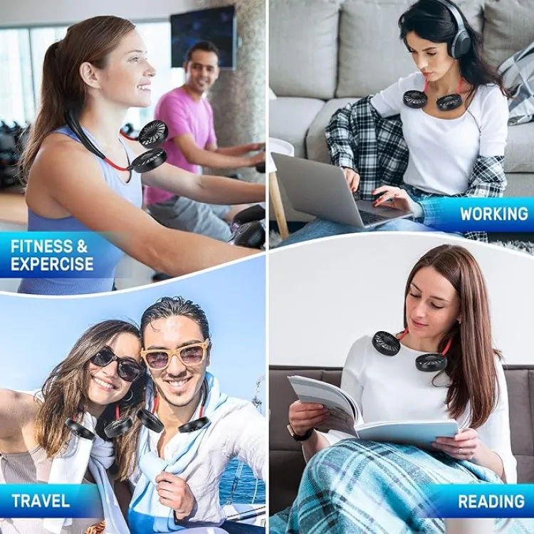 Buy Portable Sports Neck Fan, 1800mAh USB Rechargeable Hands-Free Mini Personal Desktop Fan, 3 Wind Speeds, 7 Blades, 360 Degree Best Office,Home Kitchen,Bedroom,Dorm,Outdoor Camping  Online in Bangladesh