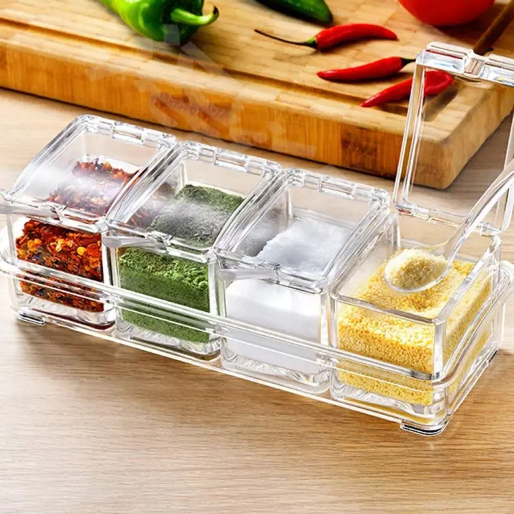 Buy 4 Grid Acrylic Seasoning Spice Box Online at Best Price in Bangladesh