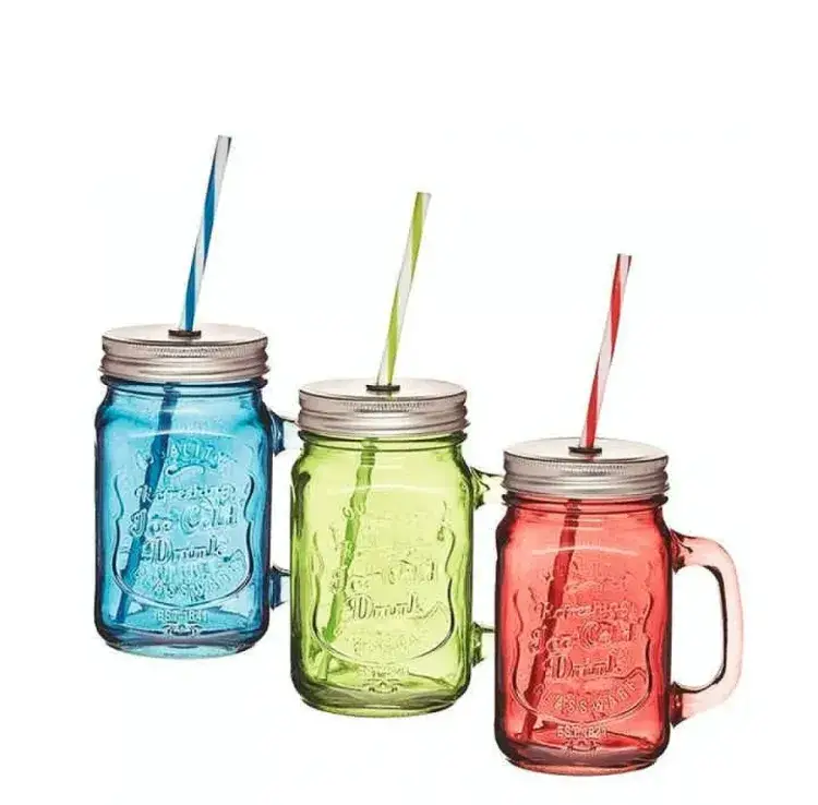 Buy Juice Glass Straw Jar With Lid And Straw Summer at Best Price In Bangladesh