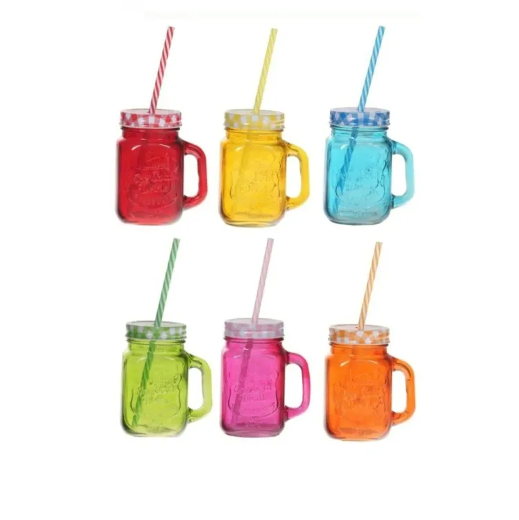 Buy Juice Glass Straw Jar With Lid And Straw Summer at Best Price In Bangladesh