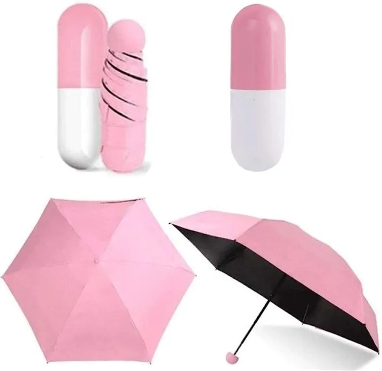 Buy 7" Mini Folding Umbrella with Cute Capsule Case - pink-Color Family at Best Price In Bangladesh