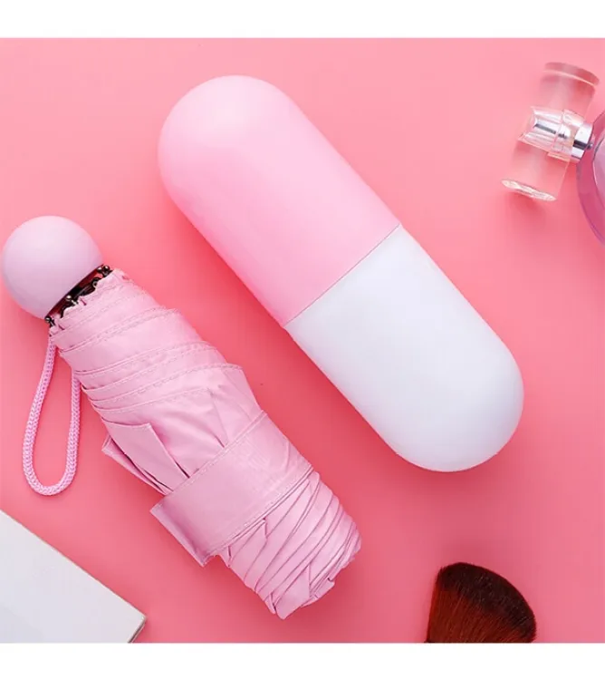 Buy 7" Mini Folding Umbrella with Cute Capsule Case - pink-Color Family at Best Price In Bangladesh