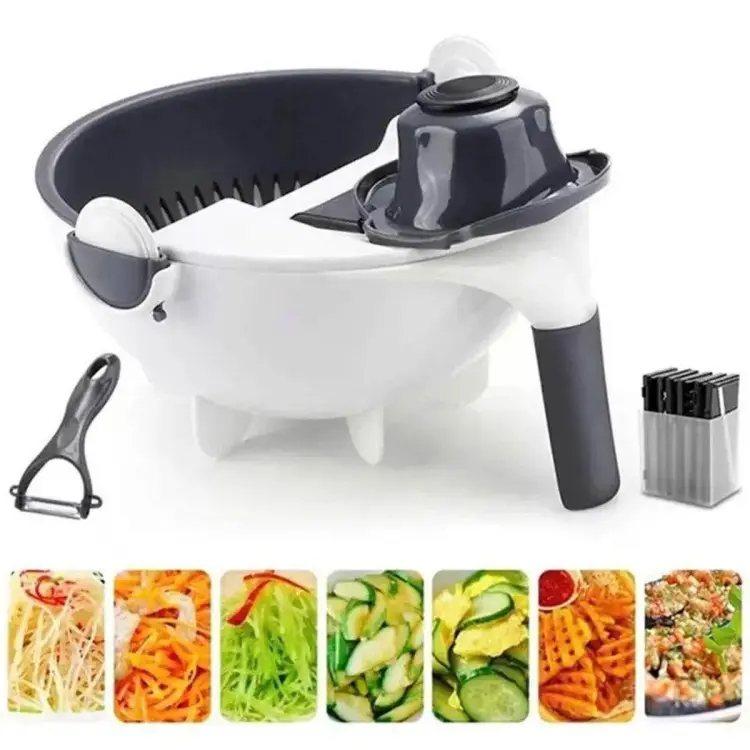 Buy   9-in-1 Multi-functional Rotate Vegetable Cutter Manual Slicer Fruit Cutter Mandoline Choppers Veggie Fruit Shredder Grater Large Online at Best Price In Bangladesh